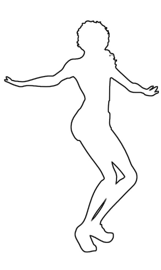 Pencil drawings of the outline of a woman's body dancing