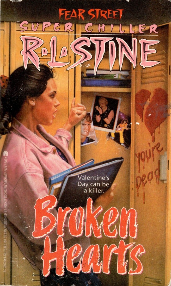 A girl opens her locker and there’s a red heart with the words “You’re Dead.”
