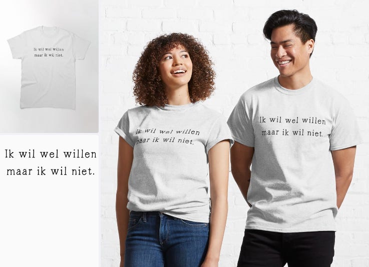 Screenshot van baardvrouw merchandise op RedBubble.