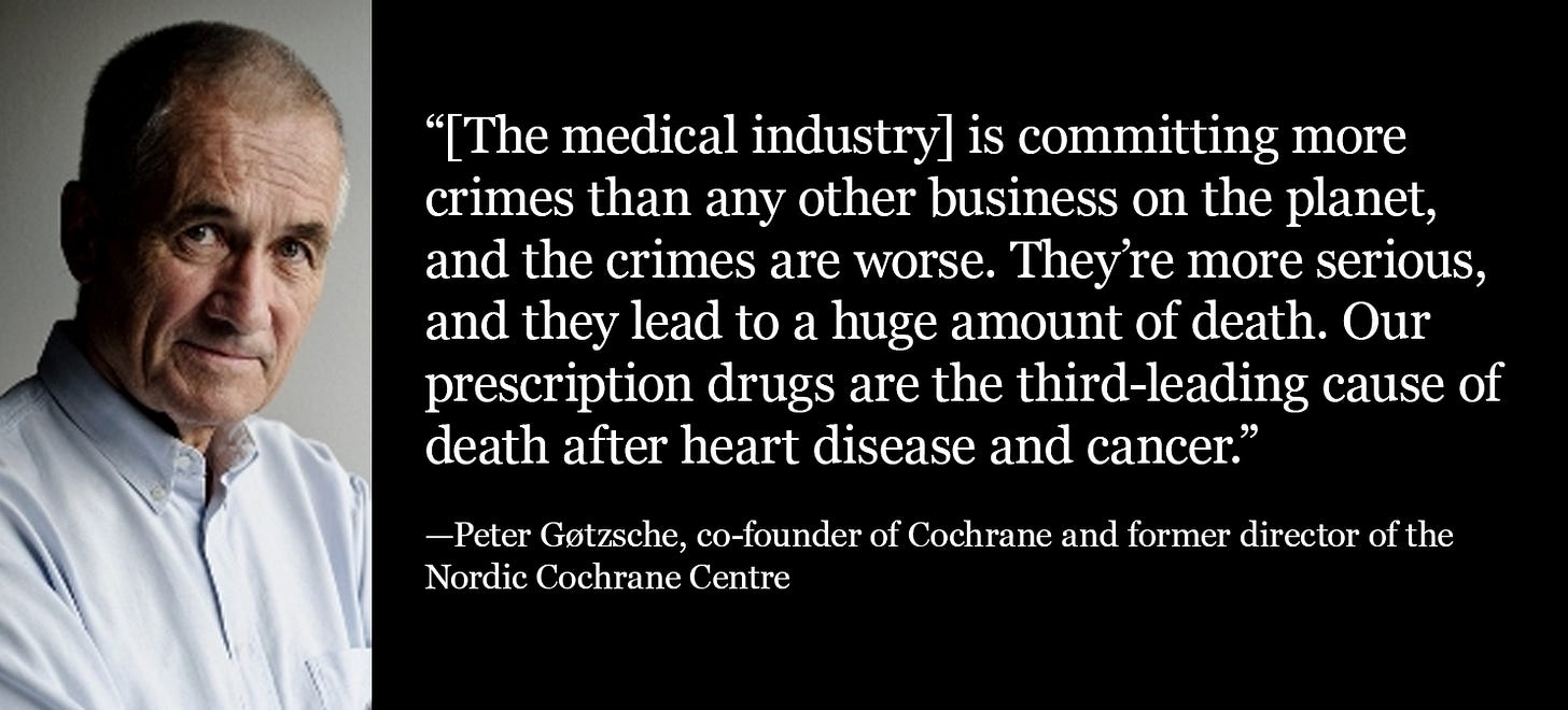 Gøtzsche: Pharma commits more serious crimes than any industry. Prescription drugs are the 3rd-leading cause of death.