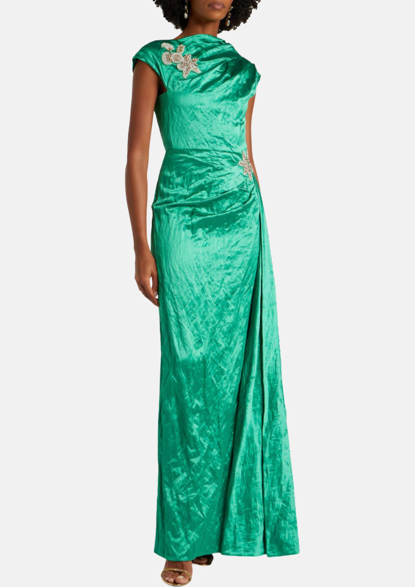 amazon green satin dress Maureen Light Green Satin High-Neck Draped Maxi Dress – Club L London