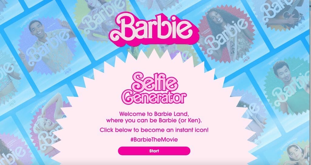 A screenshot of Mattel's Barbie website that allows users to post a picture of themselves and create their own text.