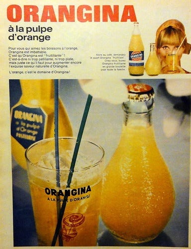 Vintage ad for french Orangina from 1968 #vintagead #vintageads