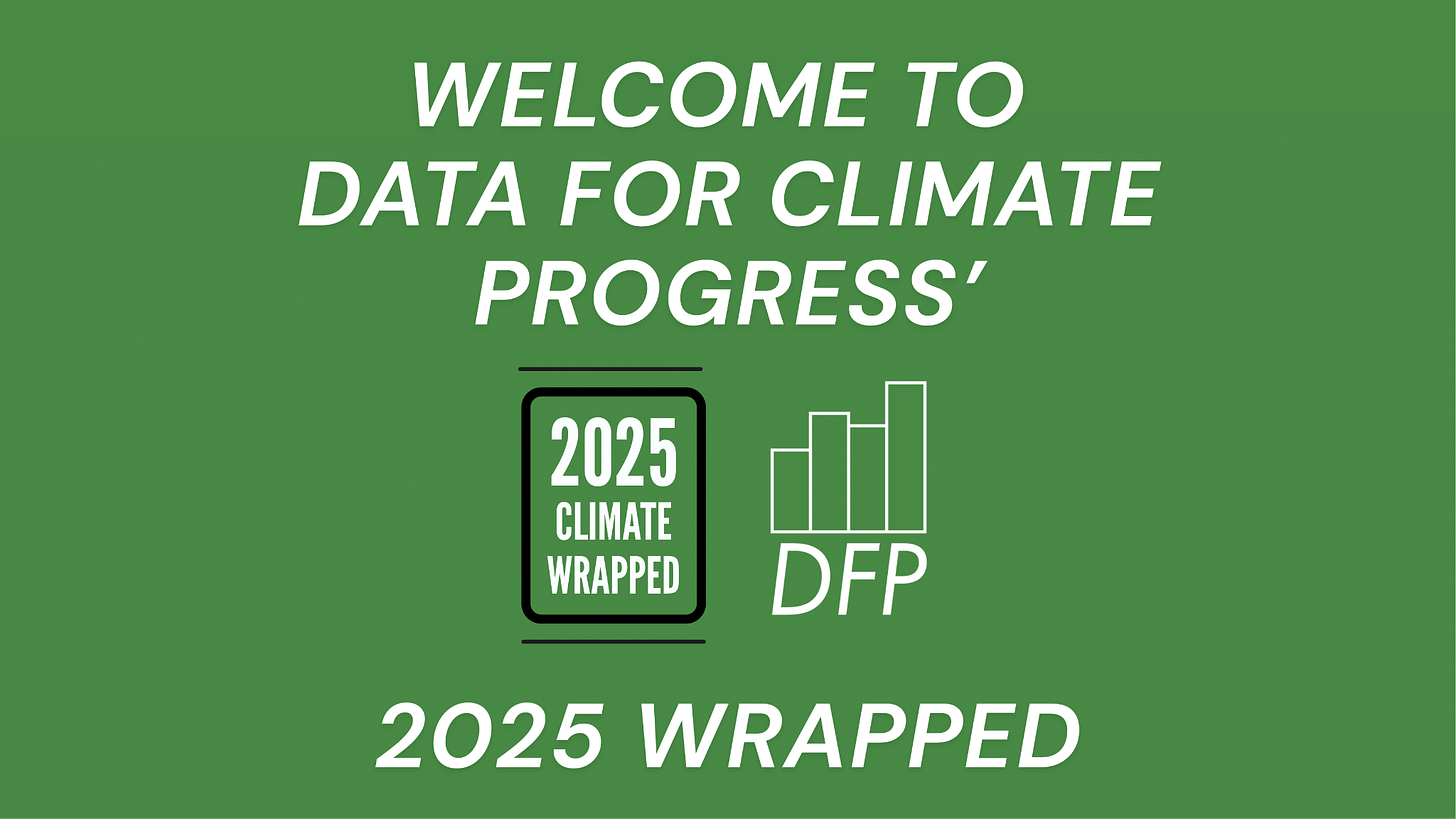 Graphic that says "welcome to data for climate progress' 2025 wrapped"