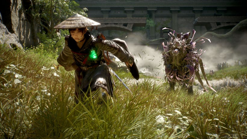 The hero of Beast of Reincarnation sprints away from a blight covered monster