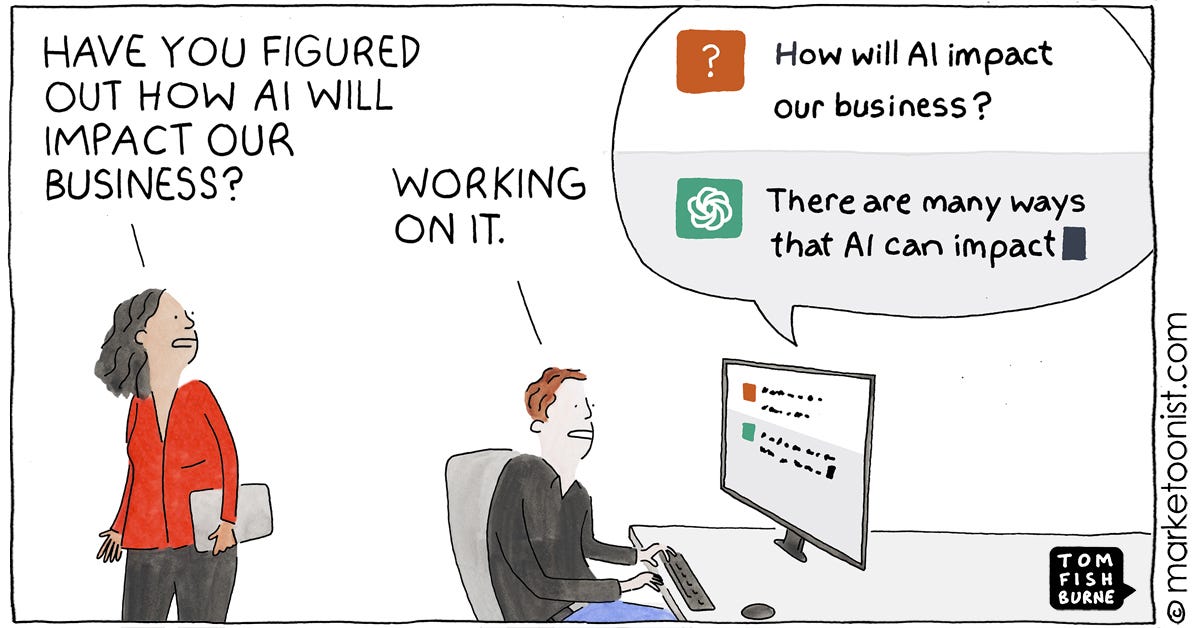 Generative AI Adoption cartoon - Marketoonist | Tom Fishburne