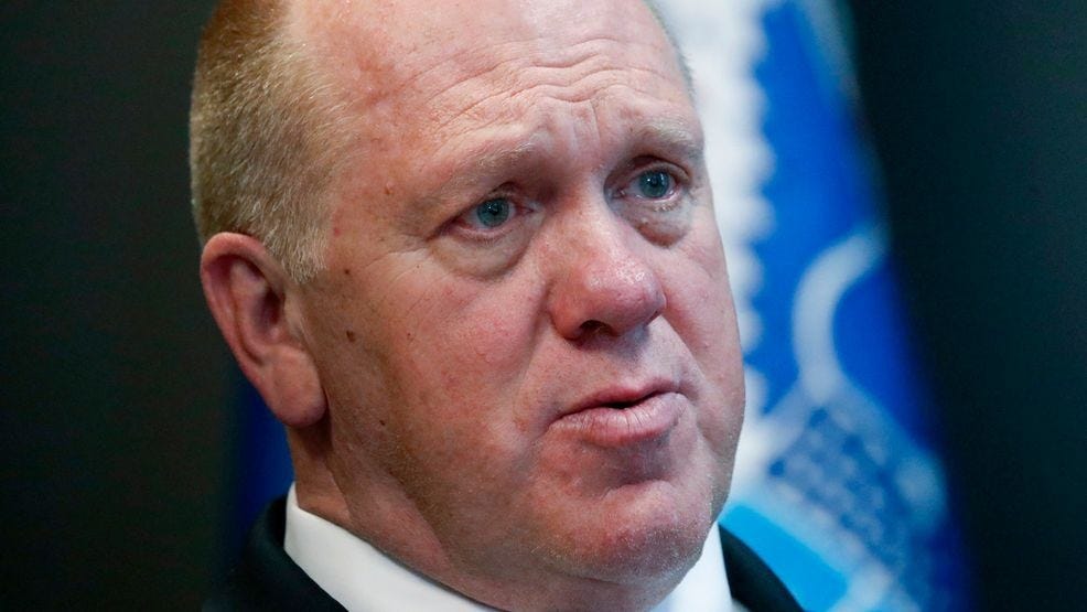 FILE - Then-U.S. Immigration and Customs Enforcement acting director Thomas Homan speaks during an interview in East Point, Ga., April 26, 2018. (AP Photo/John Bazemore, File)