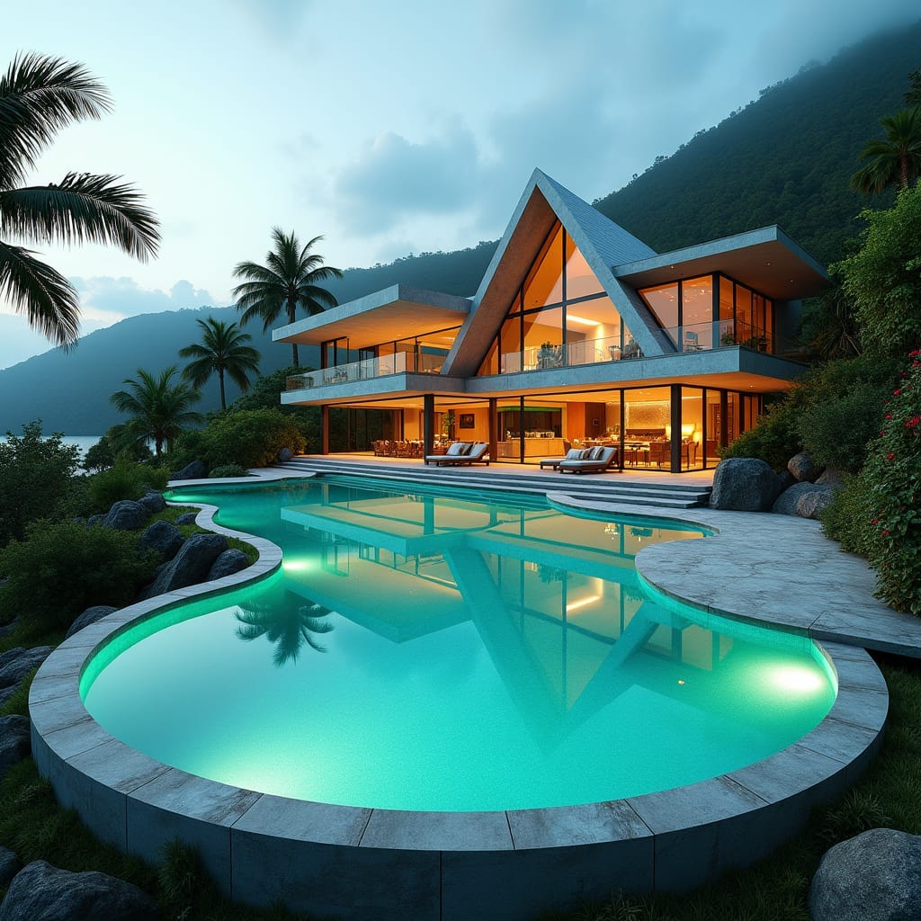 Majestic-modern-Jamaican-villa-with-a-striking-Parapet-gable-roof-set-amidst-lush-tropical-surroundings