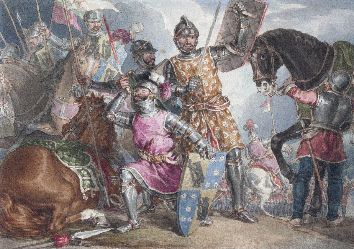 Earl of Warwick and Edward, Earl of March, at the Battle of Towton fought on 29th March 1461 in the Wars of the Roses