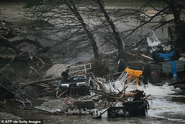 Debris from the flash flooding in Texas on Saturday. President Donald Trump also broke his silence on the devastating floods, as he pledged to fully support the ongoing recovery efforts