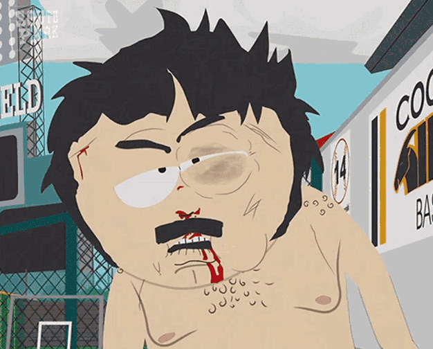 a shirtless cartoon character says " i didn 't hear no bell "