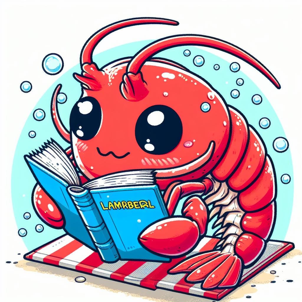 minuscole shrimp reading a book, manga mixed comic style