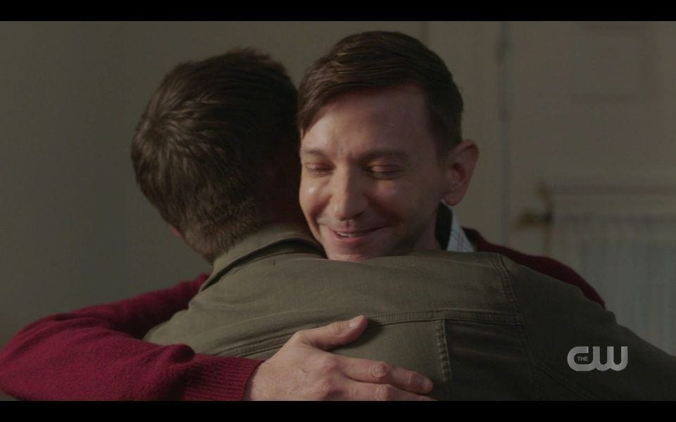 Jensen Ackles hugging newly gay DJ Quaals on Supernatural set Jensen Ackles hugging newly gay DJ Quaals on Supernatural set