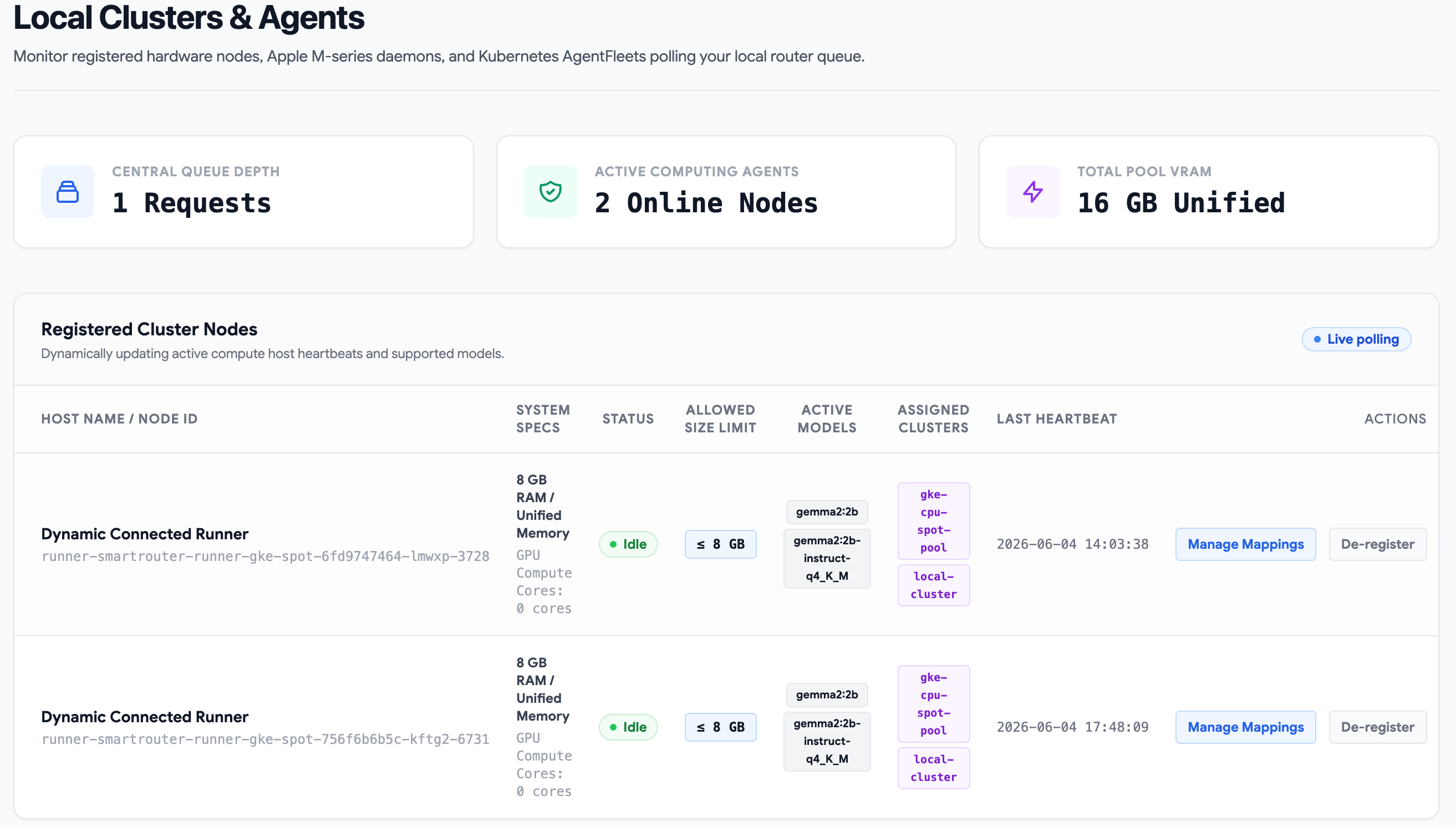 Architecture diagram of smartrouter policy-driven hybrid AI router dispatching prompts between Google Cloud Vertex AI Gemini 3.8 Flash and local Gemma 4 runners.