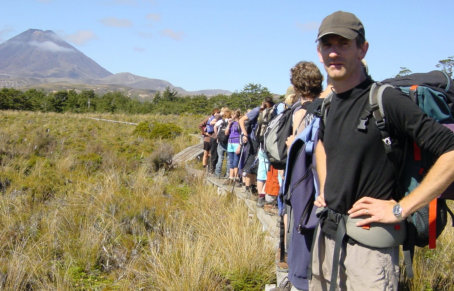 Hiking with students near Ngauruhoe Volcano