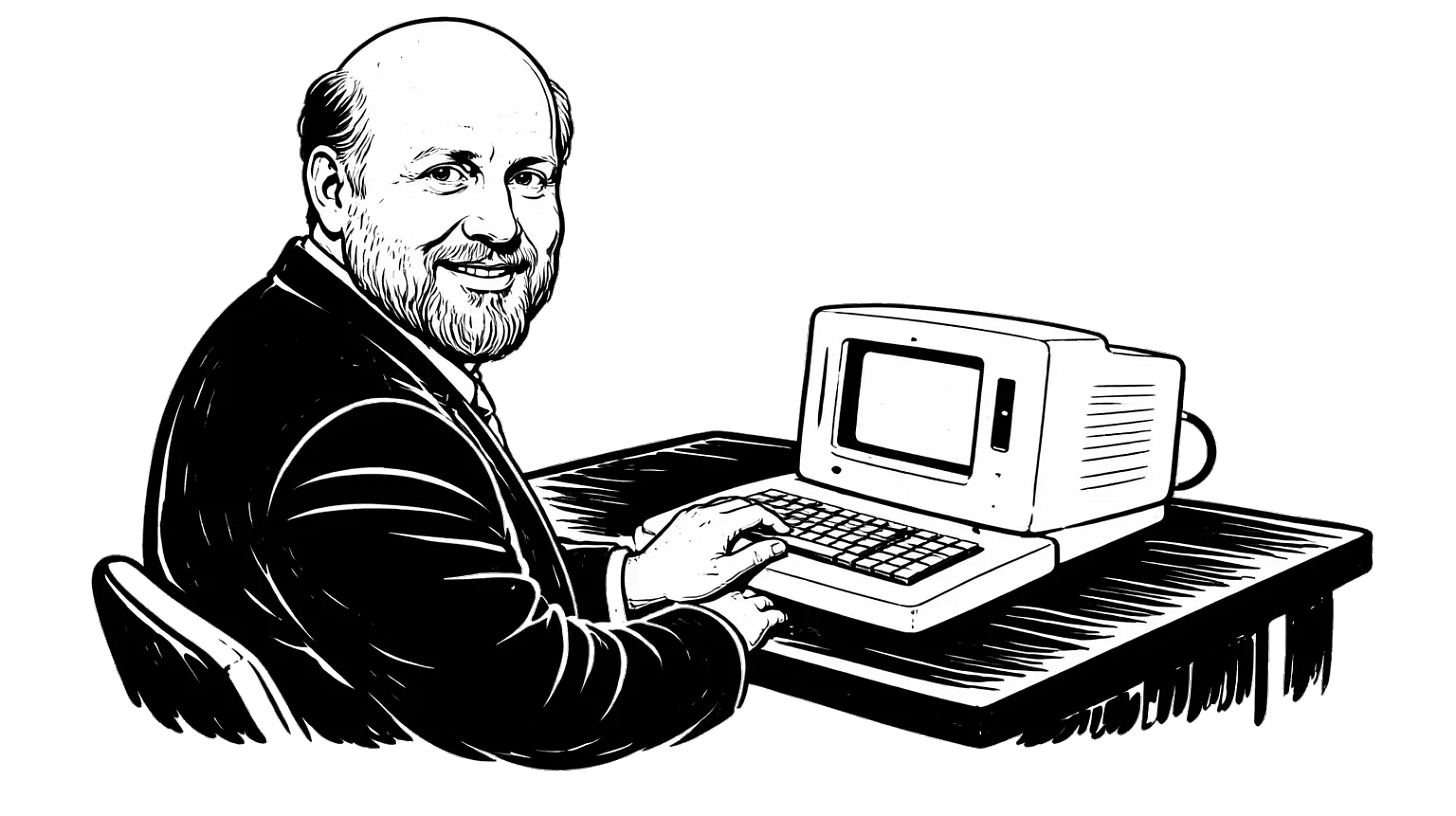 JEf Raskin (kresba generovaná podle fotografií)