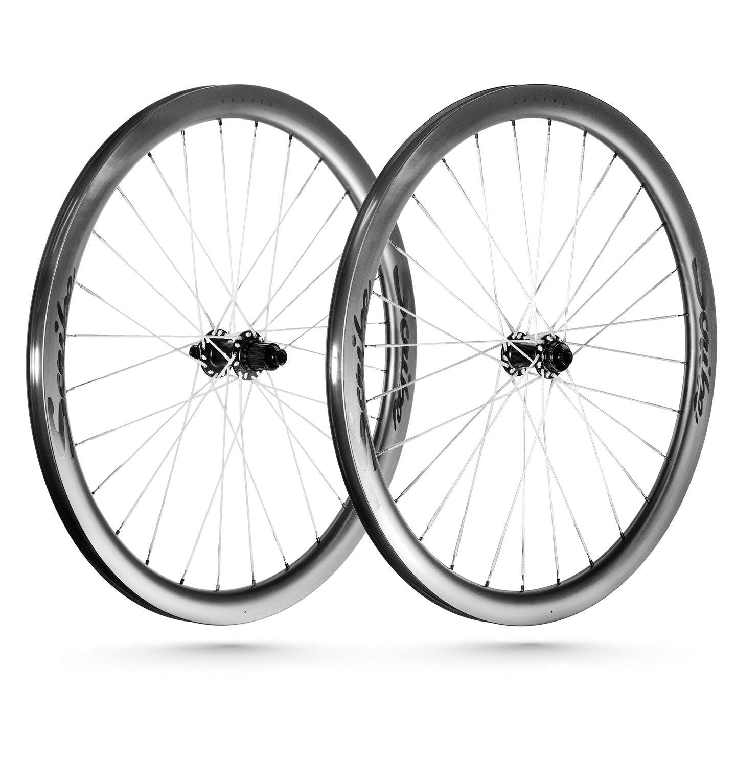 Scribe Gravel Carbon 40 700c carbon gravel wheelset with Berd PolyLight spokes and 45T ratchet hub.
