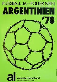 Amnesty - 1978 AI Germany Poster Poster created by Amnesty International  Germany for the Argentinean Football World Cup in 1978. It reads: “Fussball  Ja – Folter Nein (Football Yes – Torture No)”.