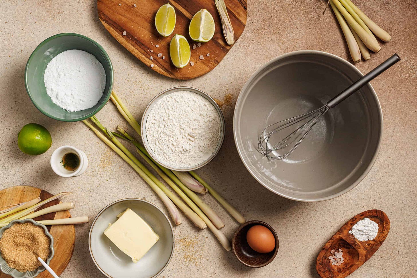 A bowl set aside to mix together flour, baking powder and salt.