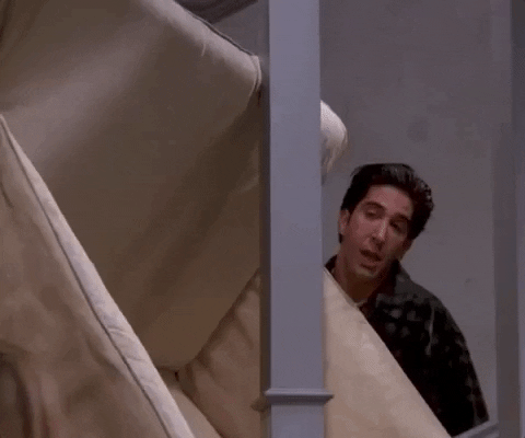 Ross Geller from the episode in Friends yelling pivot while moving a couch upstairs