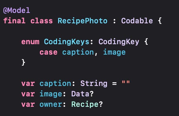 A model class with SwiftData