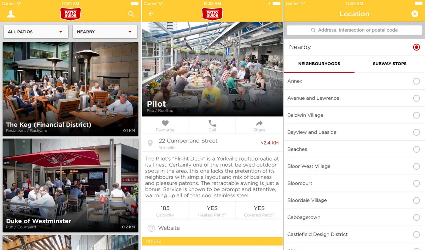 toronto patio guide app