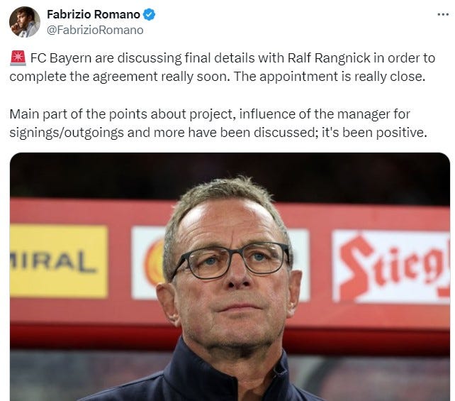 Bayern Munich Ralf Rangnick Bundesliga 