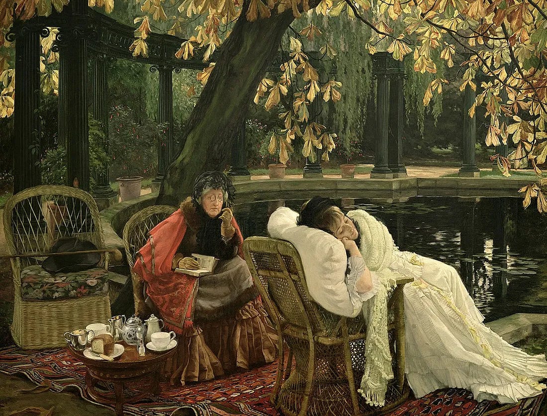The 19th century bourgeois woman was defined more by the domestic sphere than public life. This work by Tissot reveals the invisible world of women.