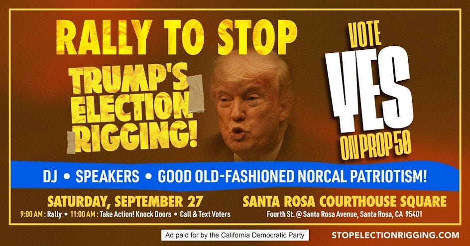 Prop 50 Actions for Sep 24 - Oct 1