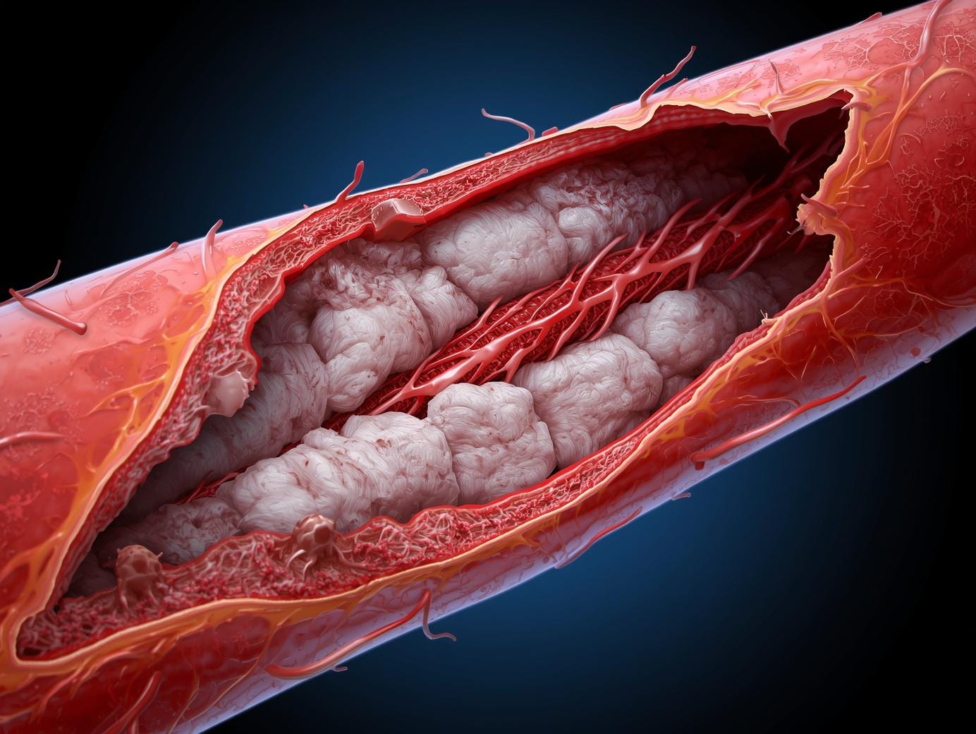 Inflamed blood vessel with high cholesterol