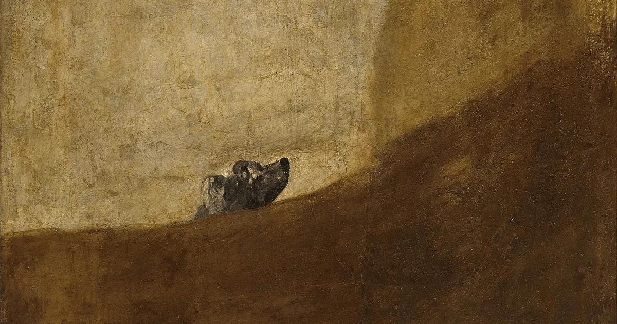 Goya’s famous ‘The Dog’ painting. Goya’s famous ‘The Dog’ painting.