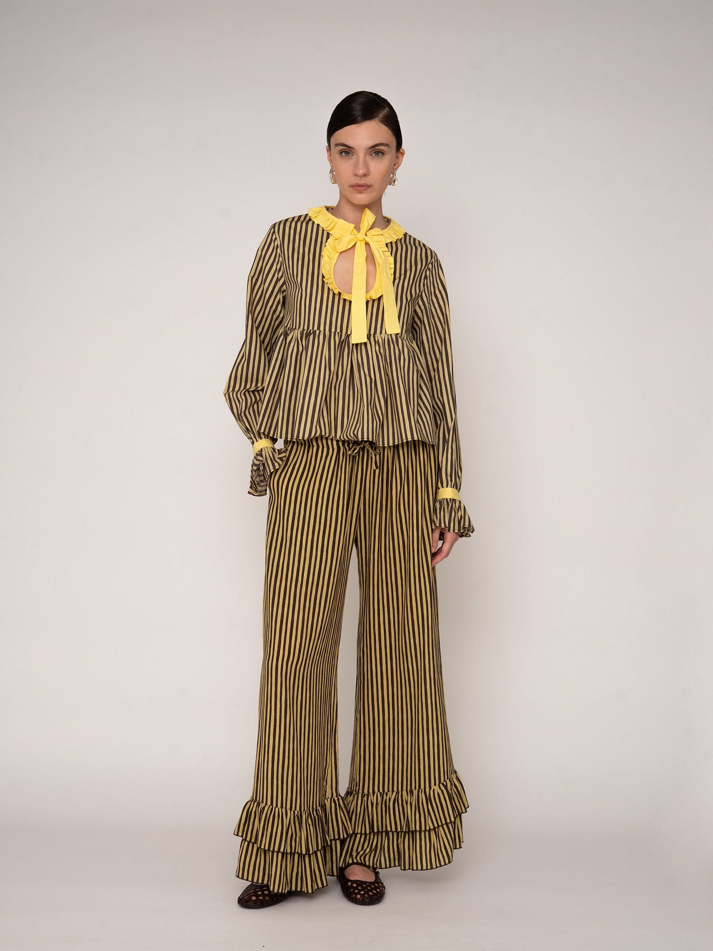 Striped Starlit Yellow Blouse top