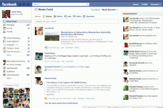 Facebook tiempo real