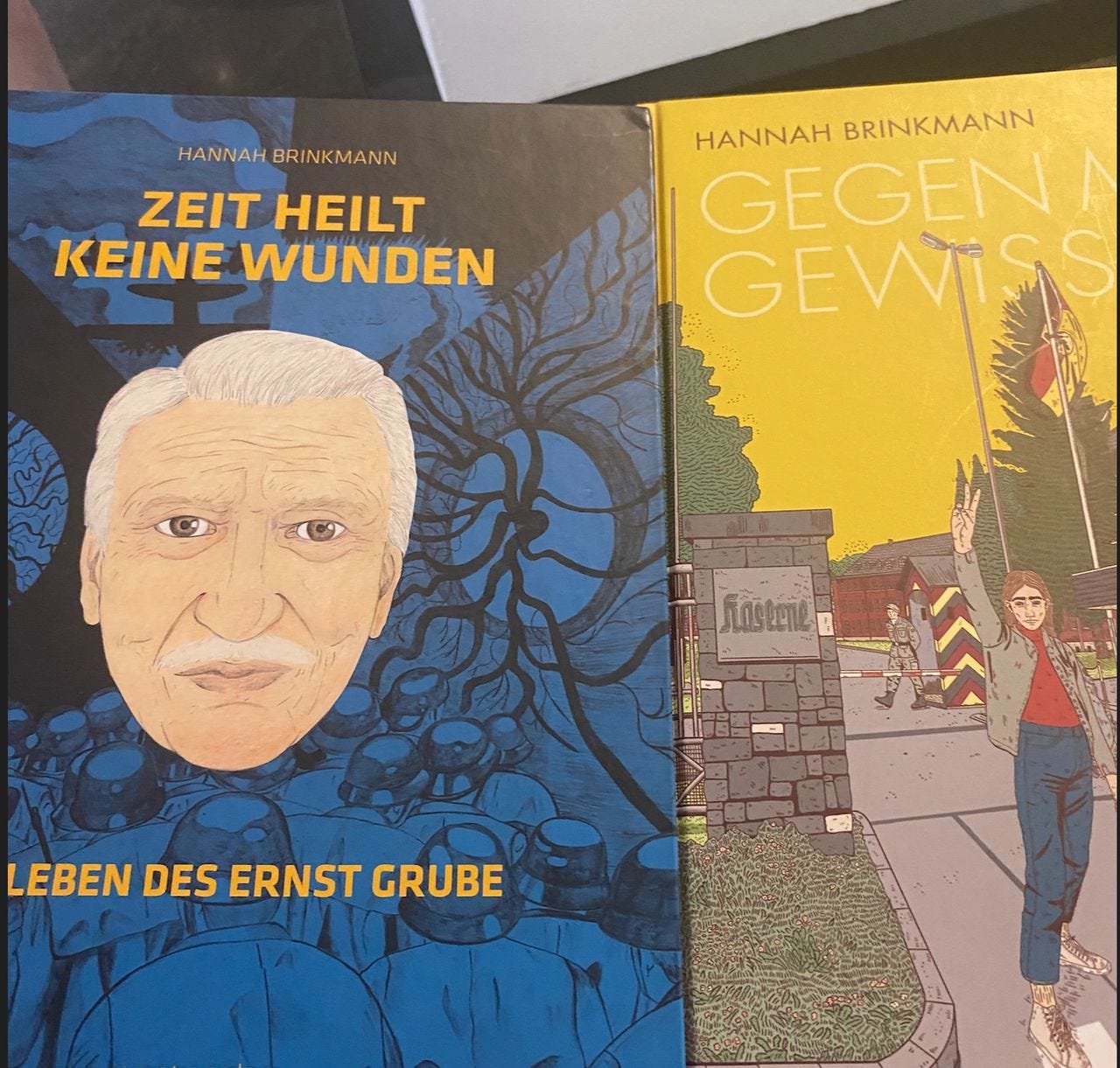 Hannah Brinkman’s powerful graphic novels: Gegen mein Gewissen (Against My Conscience) and Zeit heilt keine Wunden (Time Heals No Wounds).