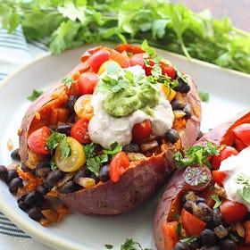 Black Bean and Veggie Stuffed Sweet Potato