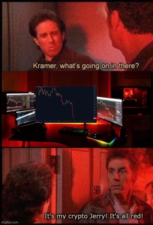 It's all red | It's my crypto Jerry! It's all red! | image tagged in kramer what's going on in there | made w/ Imgflip meme maker It's all red | It's my crypto Jerry! It's all red! | image tagged in kramer what's going on in there | made w/ Imgflip meme maker
