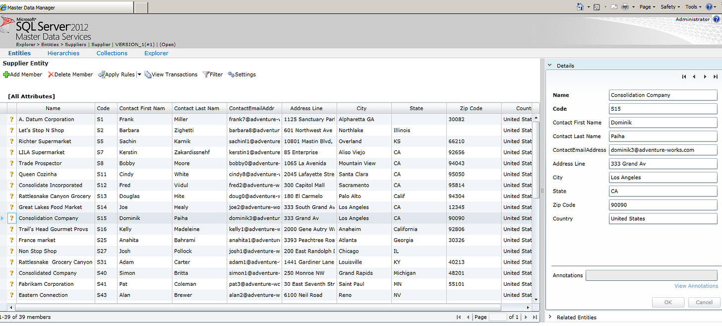 MDS Web UI SQL Server 2012 master data services MDS Web UI
