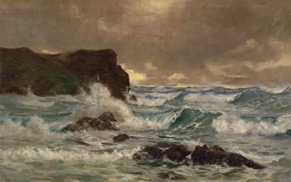 Butler, George Edmund; A heavy sea at Moeraki, 1903, oil on canvas, 1938-0004-1; cropped