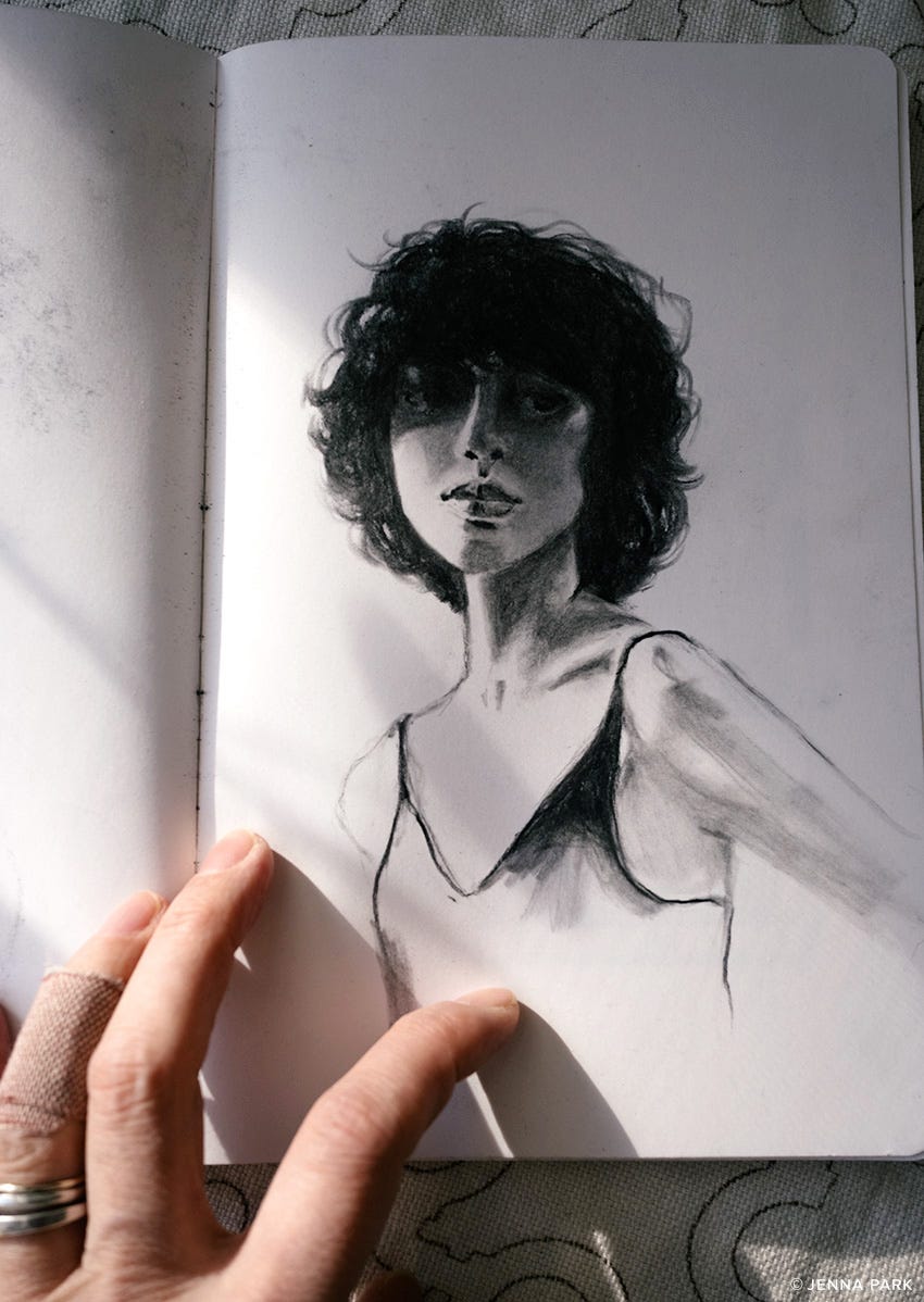 portrait sketch in charcoal