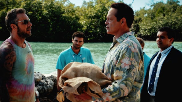 Dax Shepard and Vince Vaughn in “Bad Monkey” season two, premiering Wednesday, December 2, 2026.