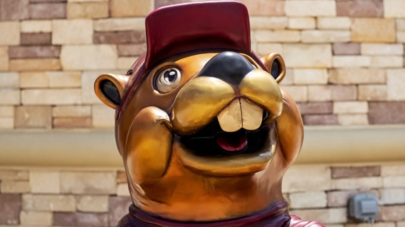Buc-ee's statue in Luling, TX. Upscaled with AI.