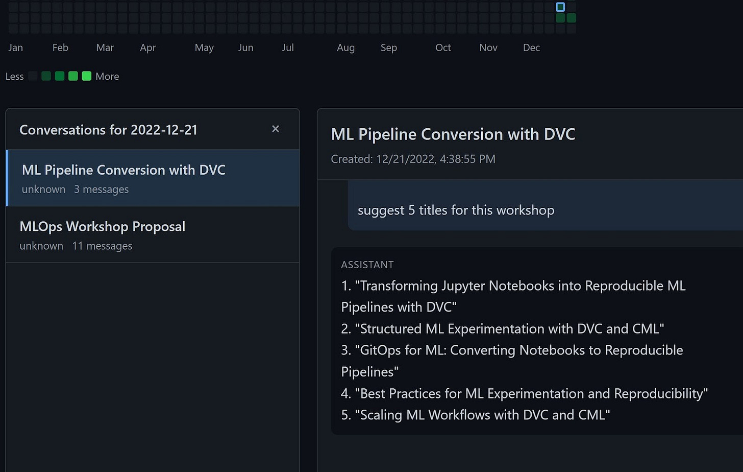 First ChatGPT conversation about MLOps workshop