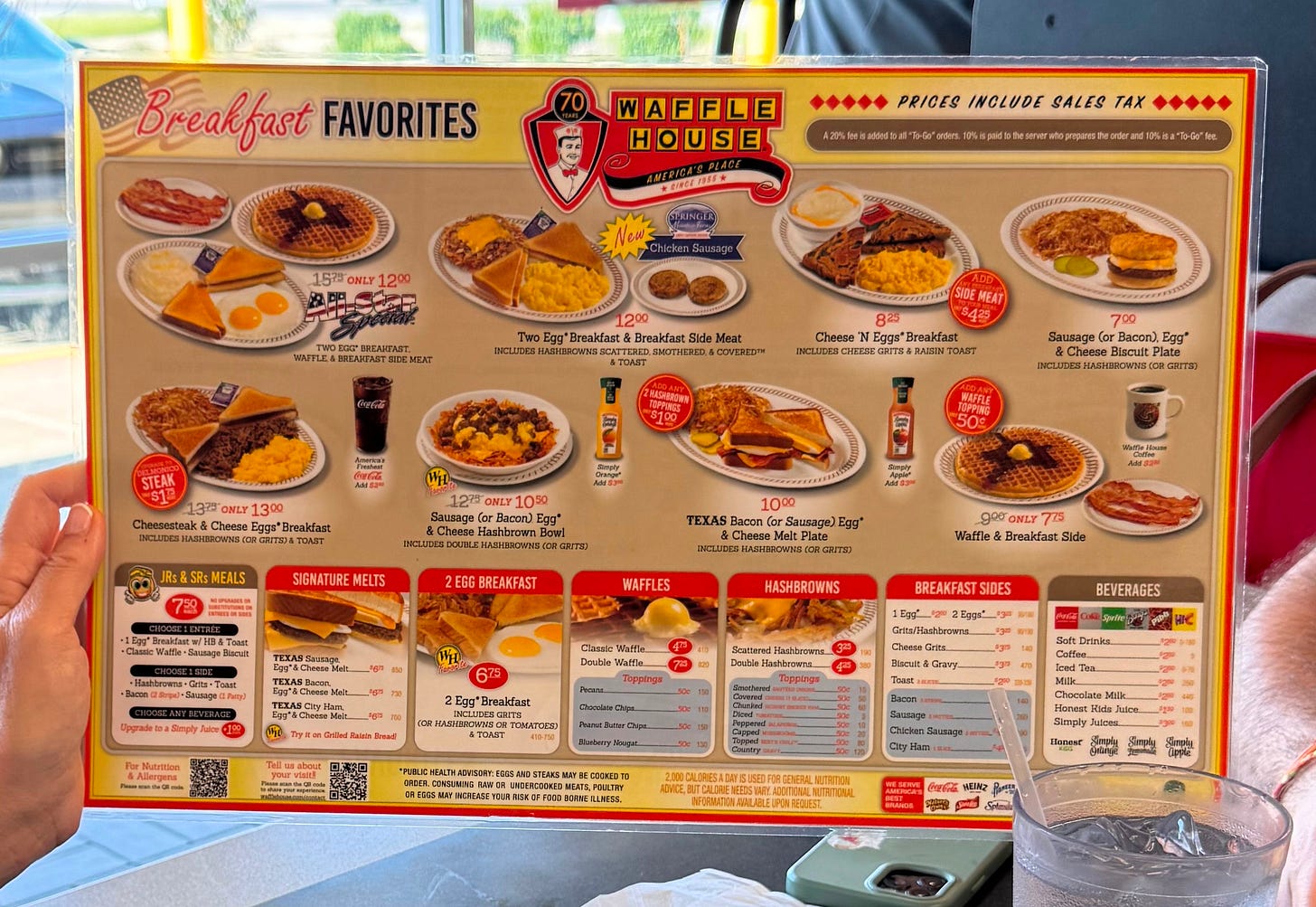 La carte du menu chez Waffle House en Louisiane. La carte du menu chez Waffle House en Louisiane.