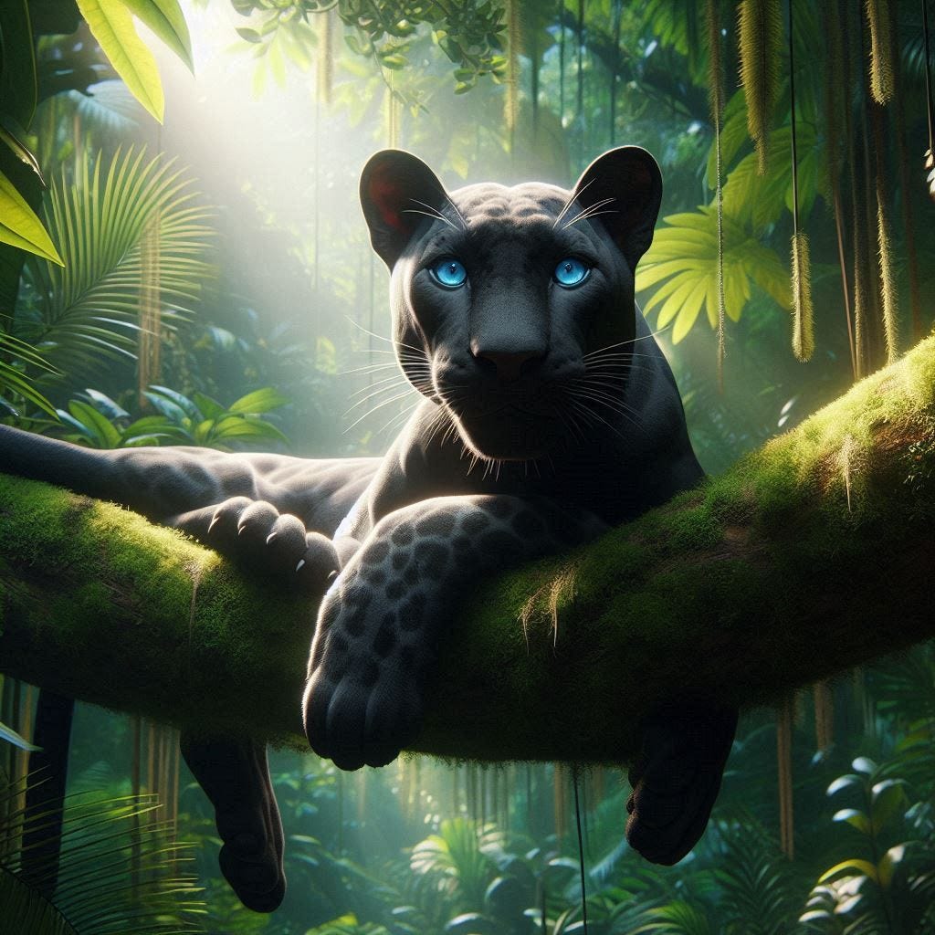 albino black panther photorealistic