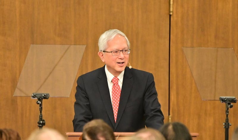 Elder Gerrit W. Gong talks about discipleship and artificial intelligence at a conference on Wednesday, Nov. 5, 2025. Elder Gerrit W. Gong talks about discipleship and artificial intelligence at a conference on Wednesday, Nov. 5, 2025.