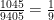 \frac{1045}{9405}=\frac{1}{9}
