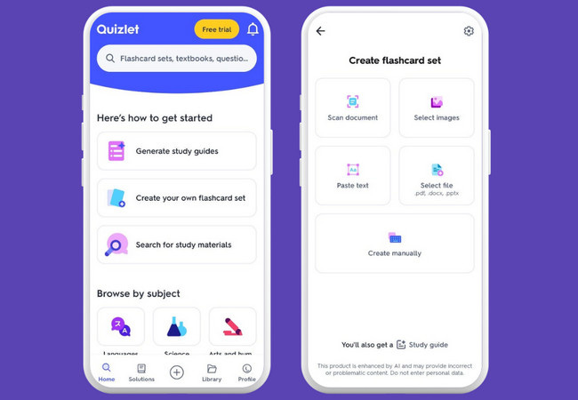 quizlet main interface quizlet main interface