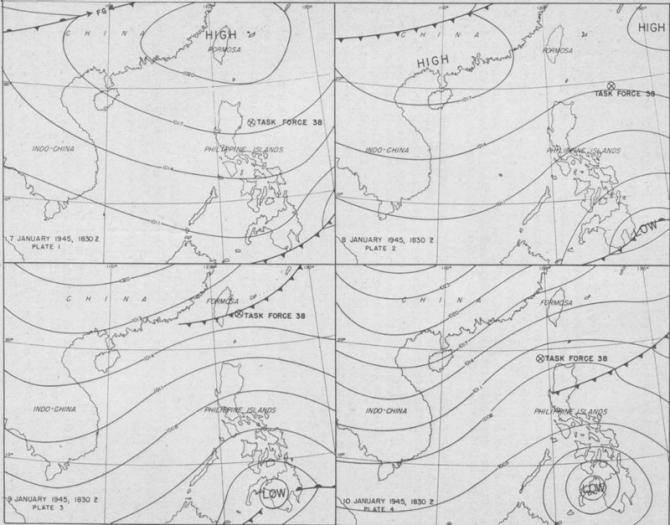 Weather Maps: Task Force 38, 7-10 January 1945. Weather Maps: Task Force 38, 7-10 January 1945.