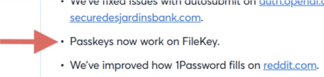 r/1Password - vve Ve Issues securedesjardinsbankcom Passkeys now work on FileKey: We've improved how IPassword fills on redditcom_