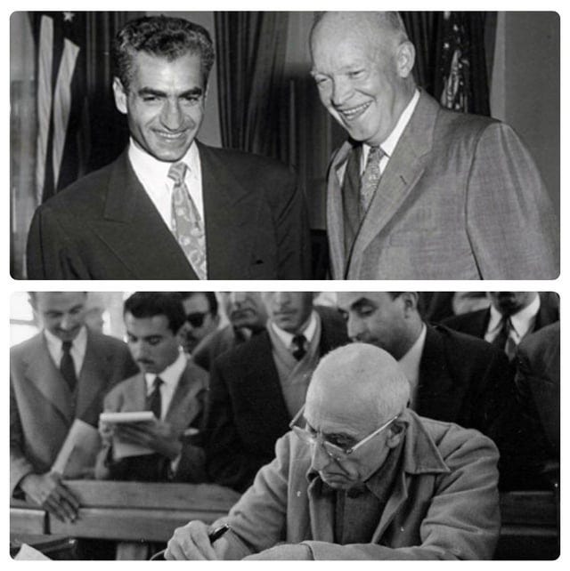 democratically elected Prime Minister of Iran Mohammad Mosaddegh was removed from power in a coup organized and financed by the British and U.S. governments. Strengthening the monarchial power of Shah Mohammad Reza democratically elected Prime Minister of Iran Mohammad Mosaddegh was removed from power in a coup organized and financed by the British and U.S. governments. Strengthening the monarchial power of Shah Mohammad Reza